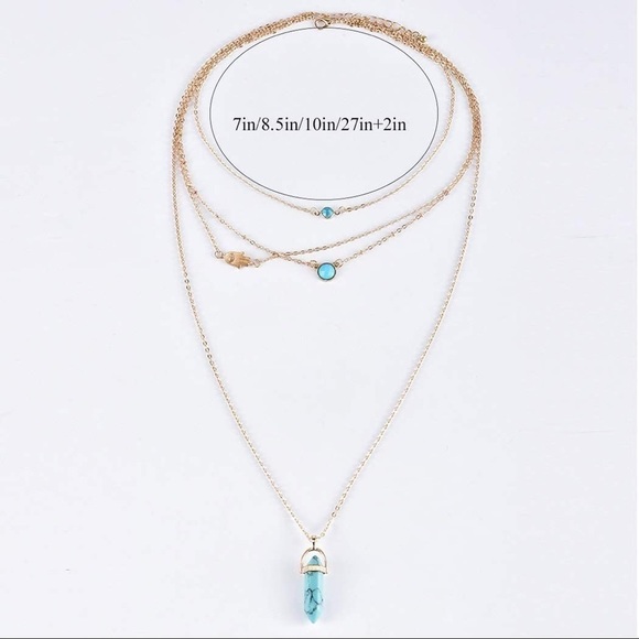 Boho Gold  turquoise necklace - Picture 5 of 5